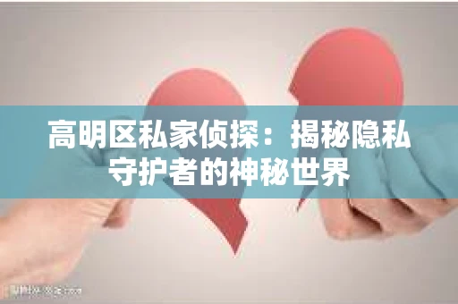 高明区私家侦探：揭秘隐私守护者的神秘世界