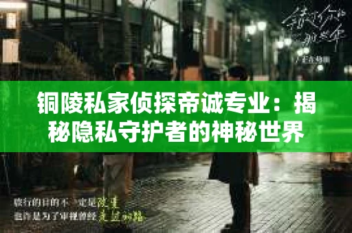 铜陵私家侦探帝诚专业：揭秘隐私守护者的神秘世界